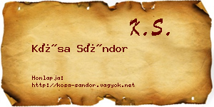 Kósa Sándor névjegykártya