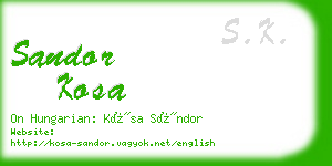 sandor kosa business card