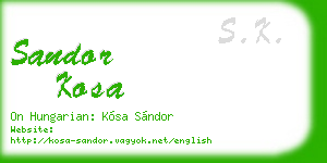 sandor kosa business card